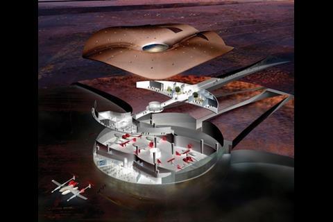  The two-storey drum-shaped building will be sunk into the ground to escape the desert heat